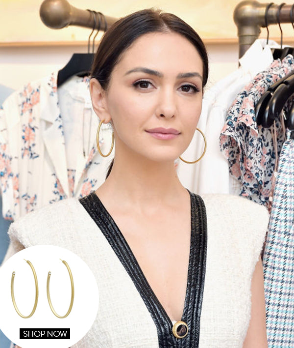 NAZANIN BONIADI IN OUR THIN TUBULAR HOOPS