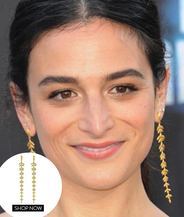 Jenny Slate in our Leaf Drop Earrings