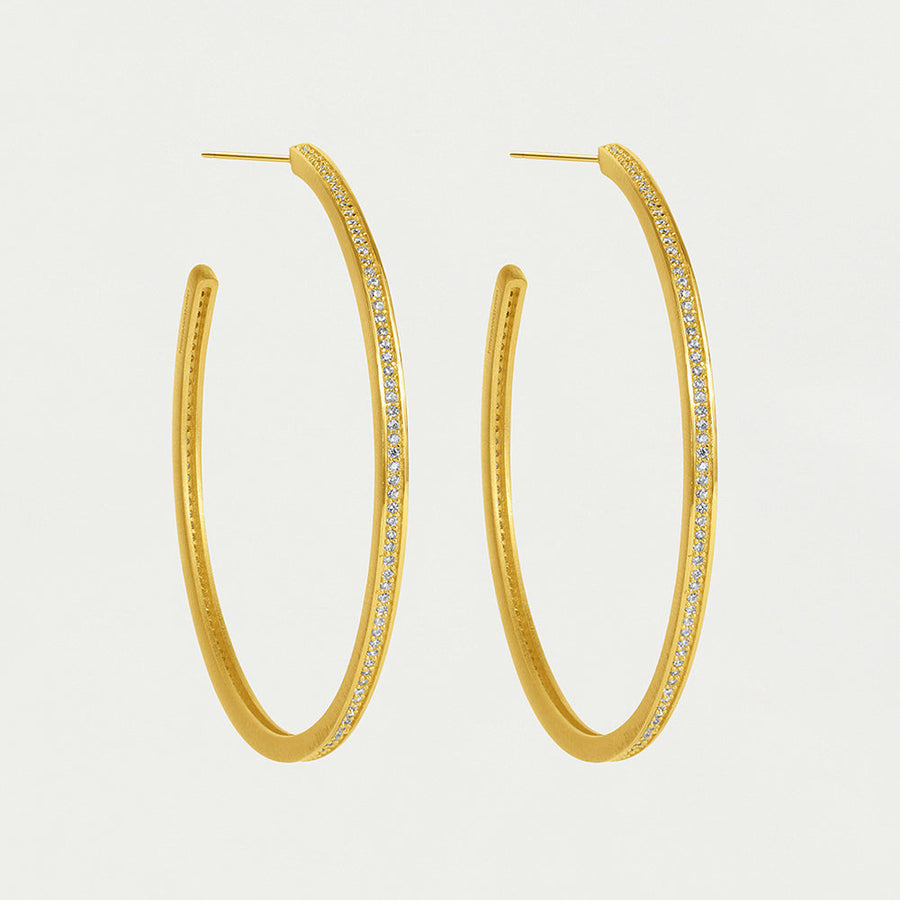 Petit Pavé Large Thin Hoops