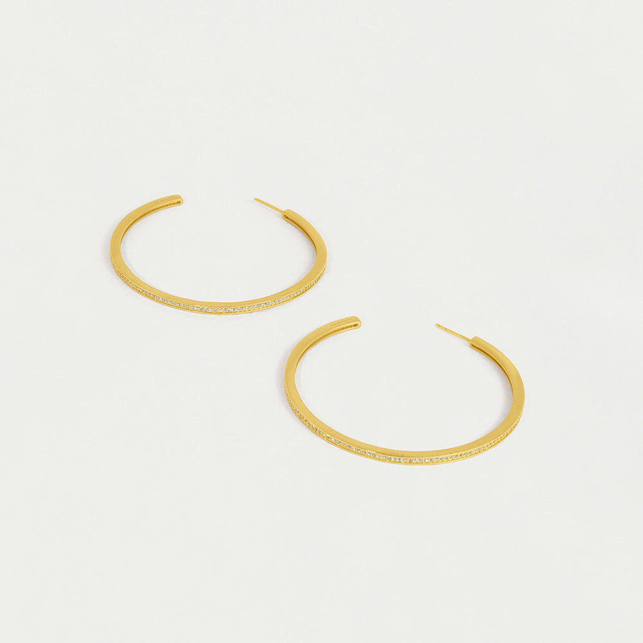 Petit Pavé Large Thin Hoops