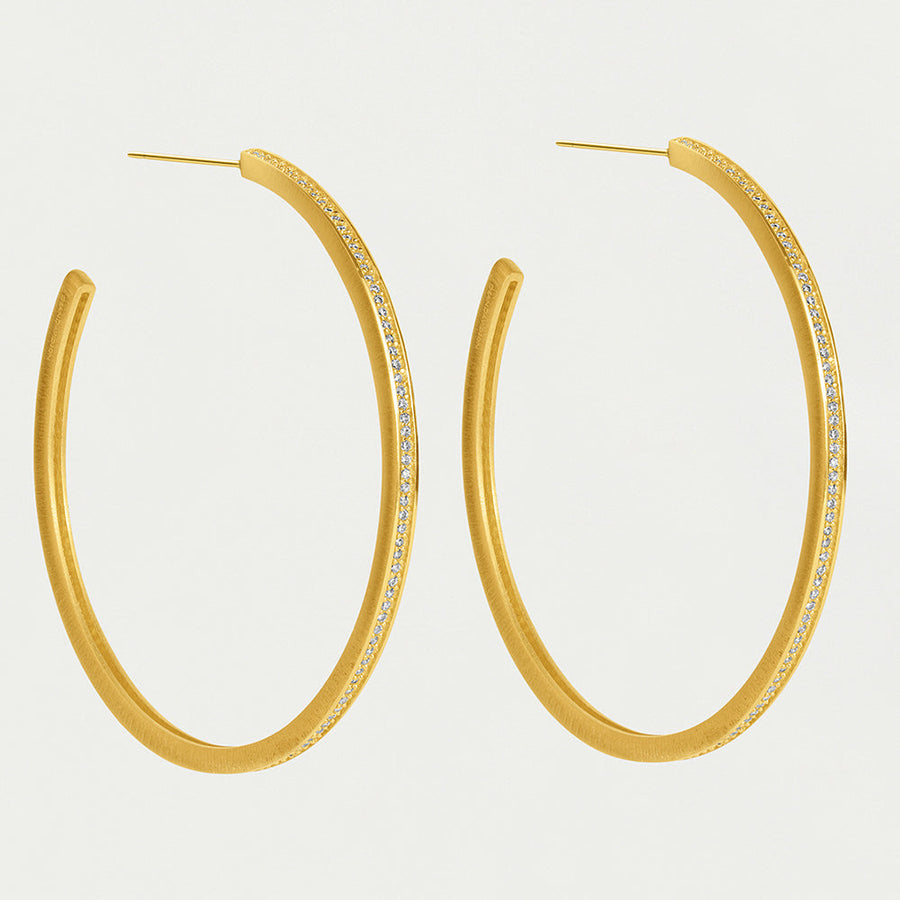 Petit Pavé Large Thin Hoops