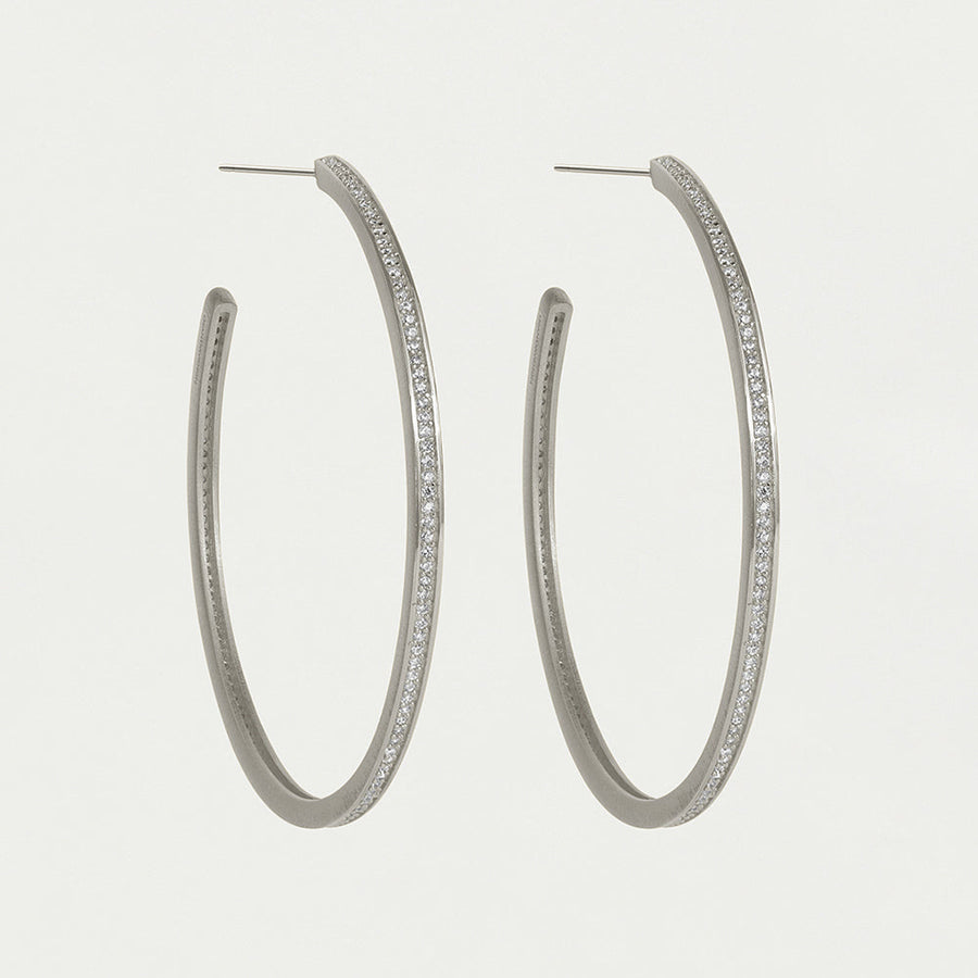 Petit Pavé Large Thin Hoops