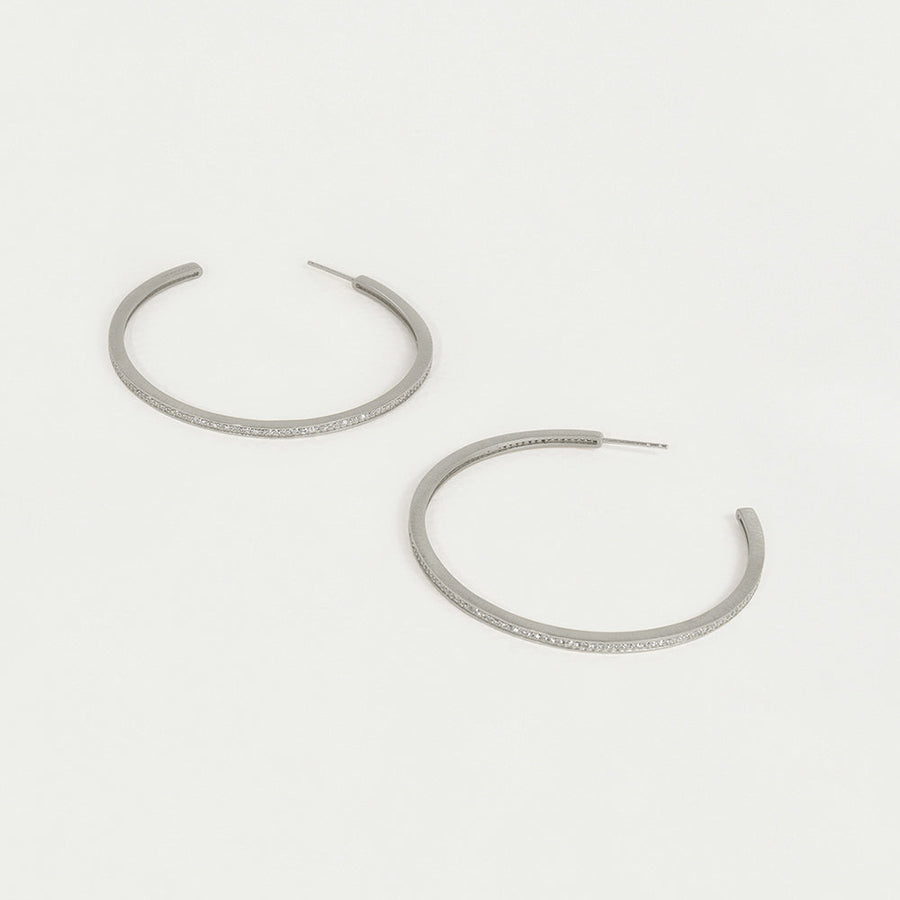 Petit Pavé Large Thin Hoops