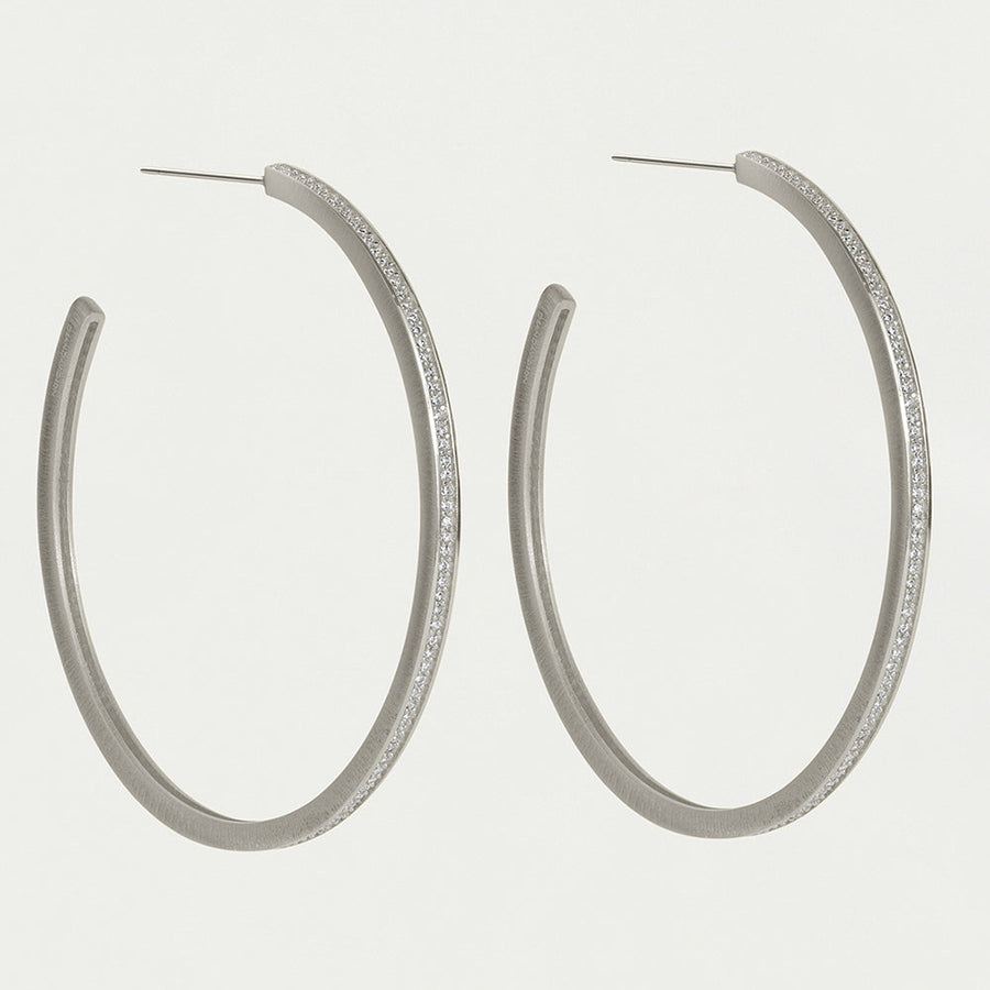 Petit Pavé Large Thin Hoops