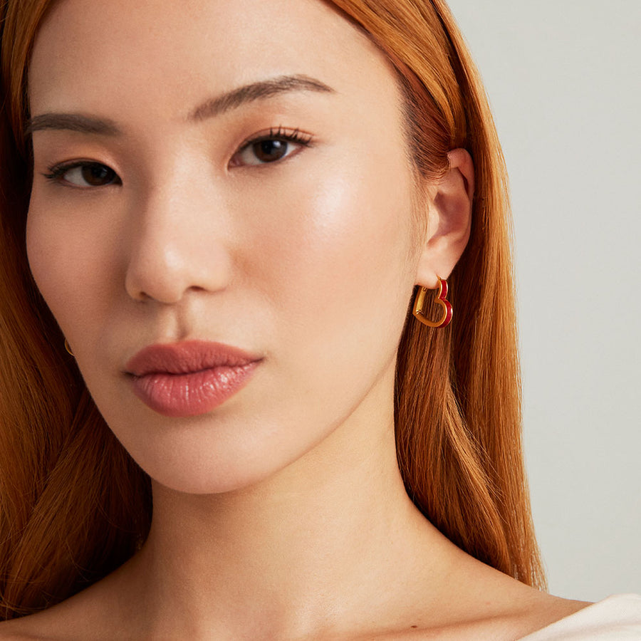 Enamel Heart Huggies