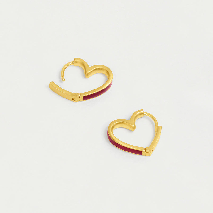 Enamel Heart Huggies
