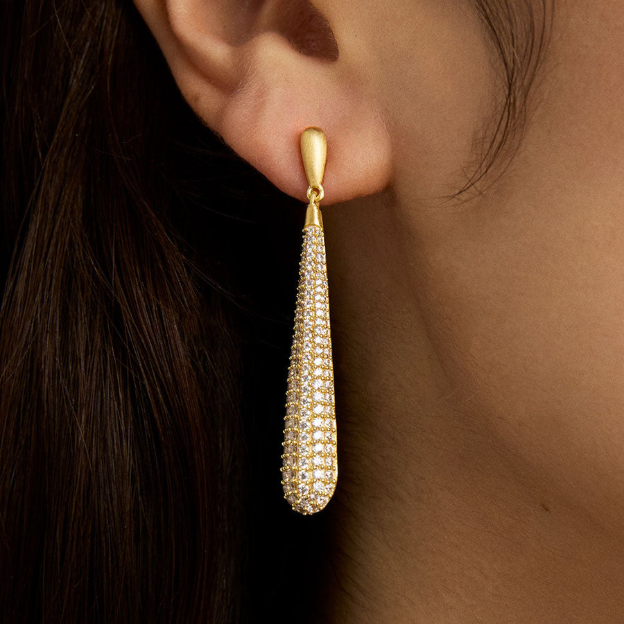 Margaux Pavé Long Drop Earrings